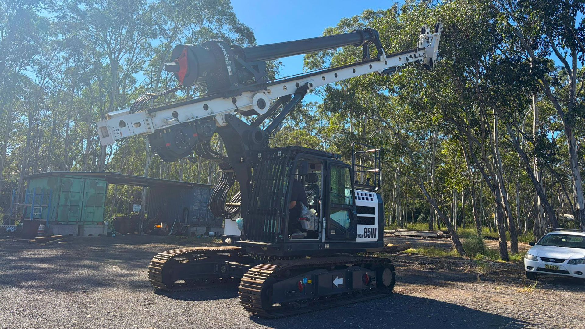 Piling rig operating on a construction site