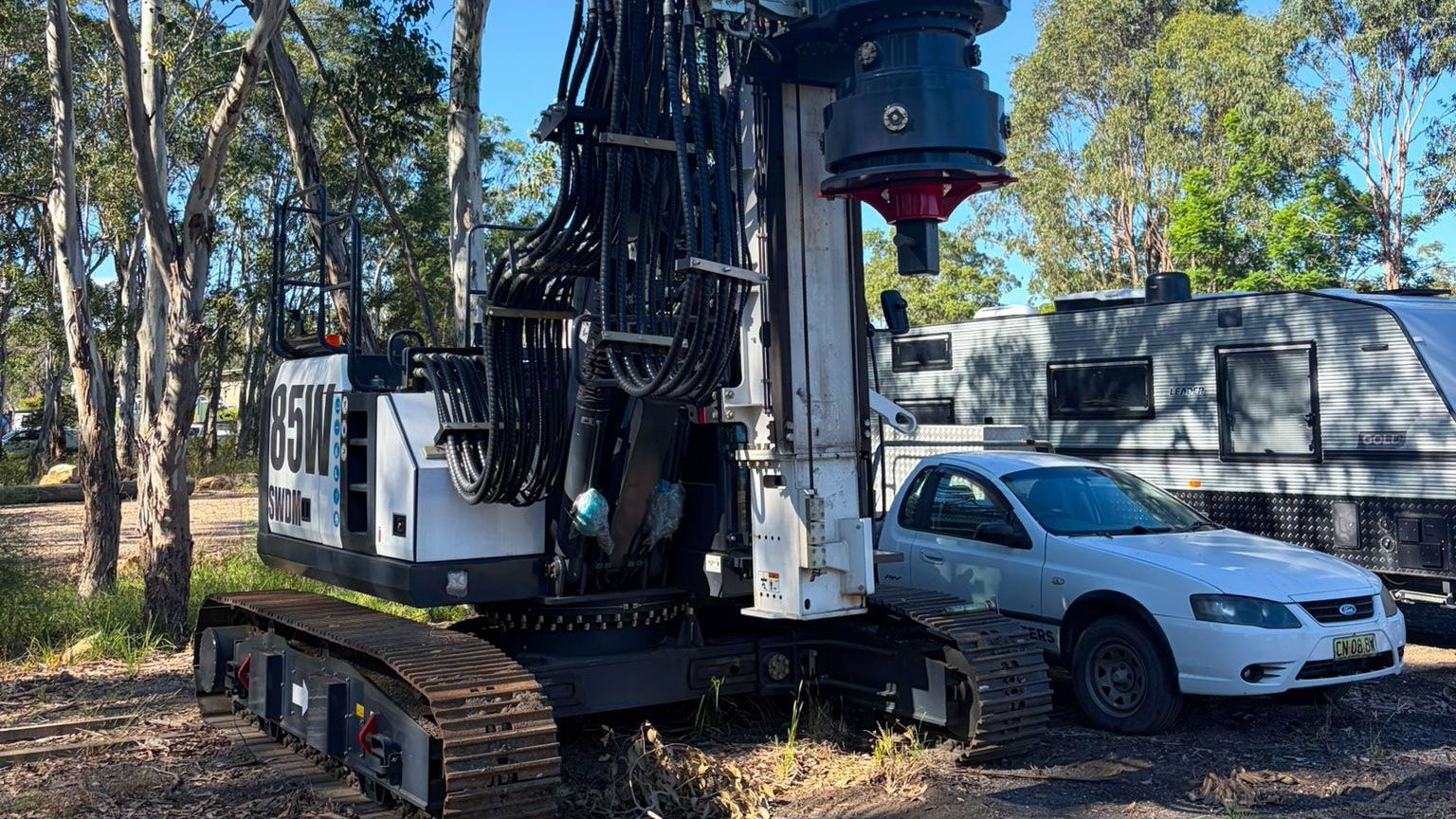 Bored piling equipment working on a foundation project