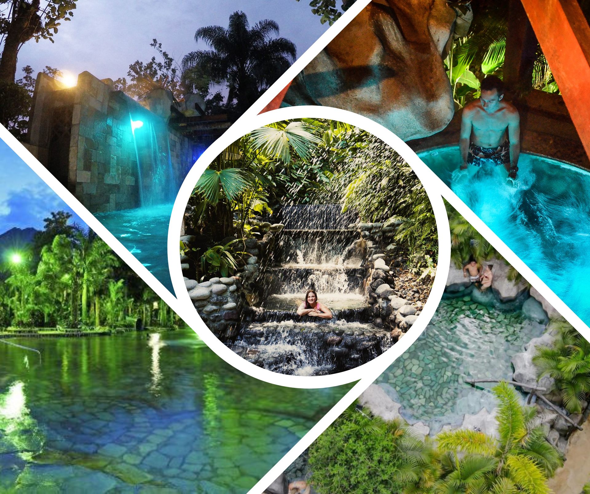 Entrada moderna de un hotel con jardín exuberante y diseño minimalista