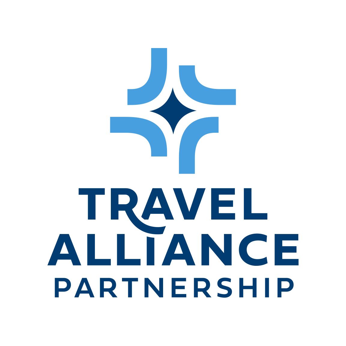 Travel Alliance Partnership logo in blue, featuring a stylized four-point emblem above the name.
