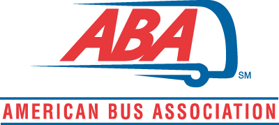 ABA American Bus Association logo in red and blue with bus outline icon