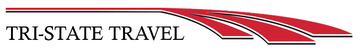 TRI-STATE TRAVEL logo with red swoosh lines on a white background
