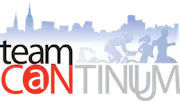 Team CanTinium logo with black and red text and pale blue running silhouettes over a city skyline