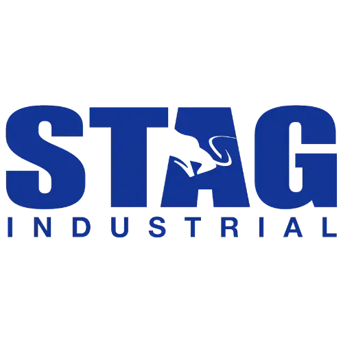 Blue STAG Industrial logo with white stag silhouette over the letters, and “INDUSTRIAL” below.