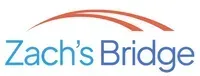 Zach’s Bridge logo with blue text and an orange bridge graphic