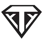 Black geometric diamond-shaped logo with stylized white letters inside on a white background