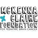 McKenna Claire Foundation logo with black text and blue butterfly for pediatric brain cancer