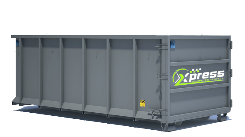 25-yard commercial dumpster on a business property in Warrenton, VA – used for office remodel cleanup