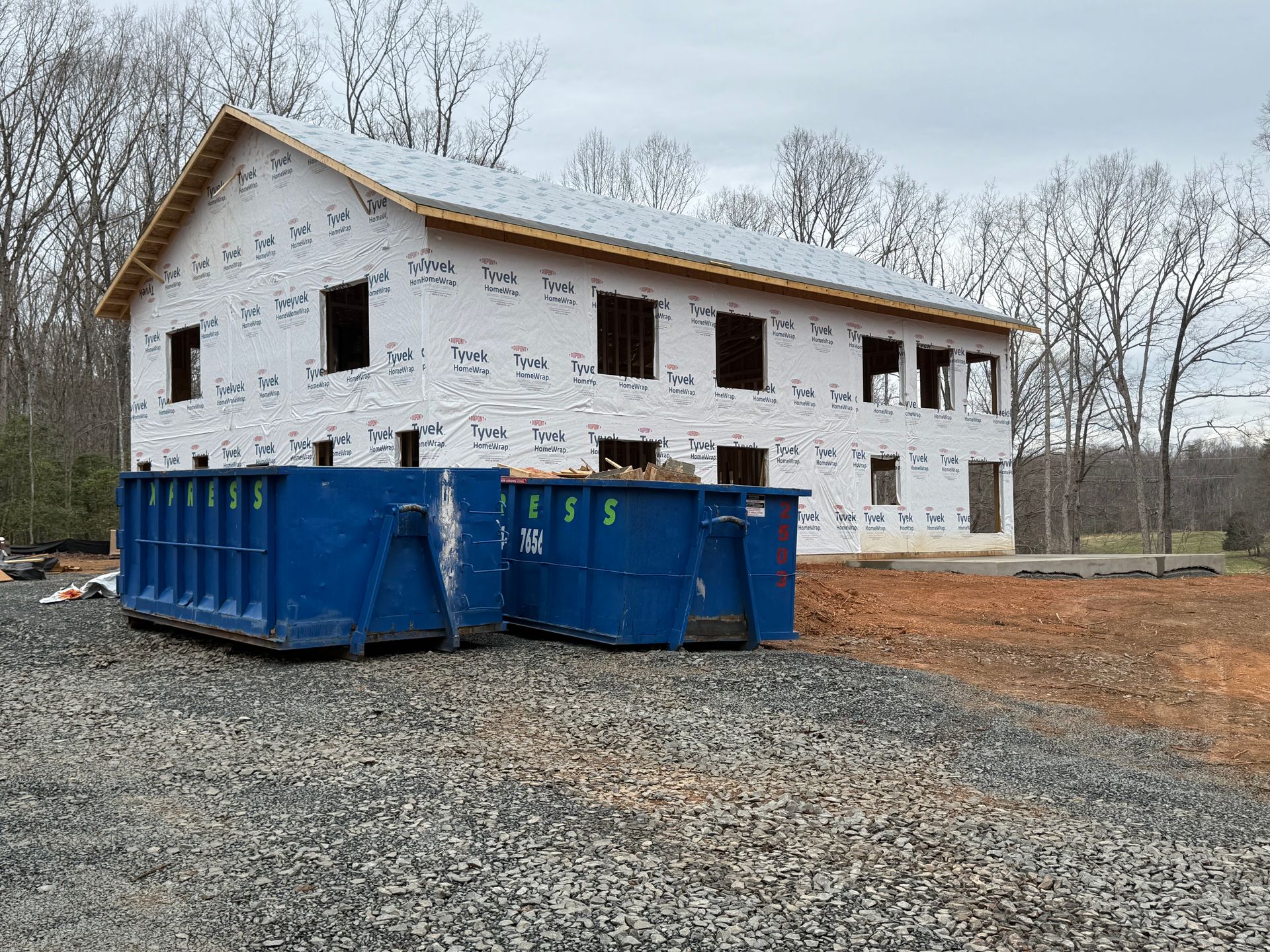 contractor dumpster for a new home build in Fauquier County VA