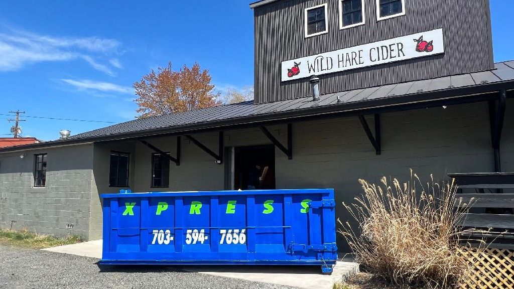 25 yard commercial dumpster rental in Warrenton VA at a brewery