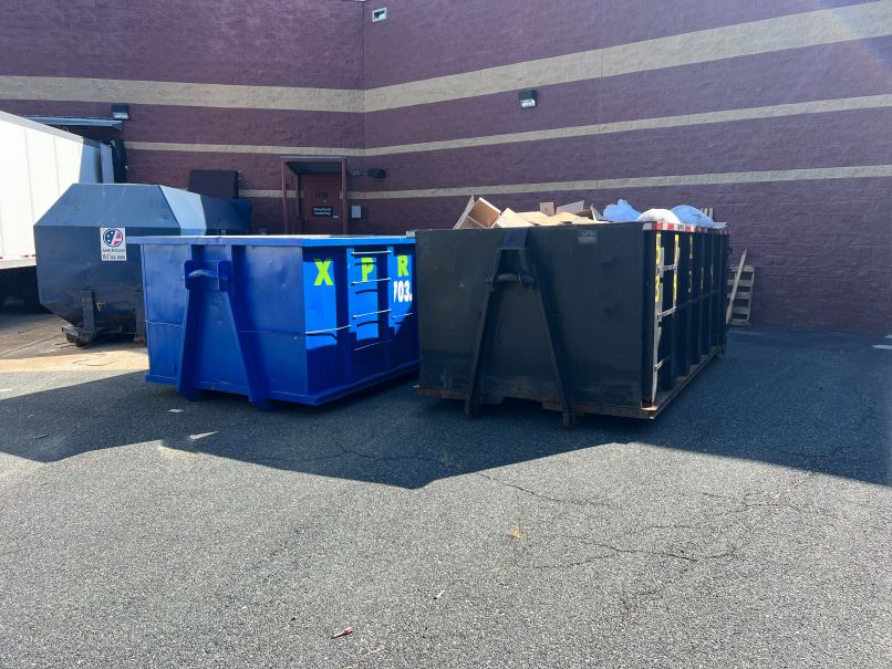 commercial dumpster rental delivery in Stafford VA shopping center