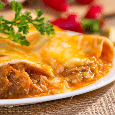 A close up of a plate of food on a table.