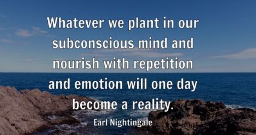 A quote by earl nightingale is written over a picture of the ocean