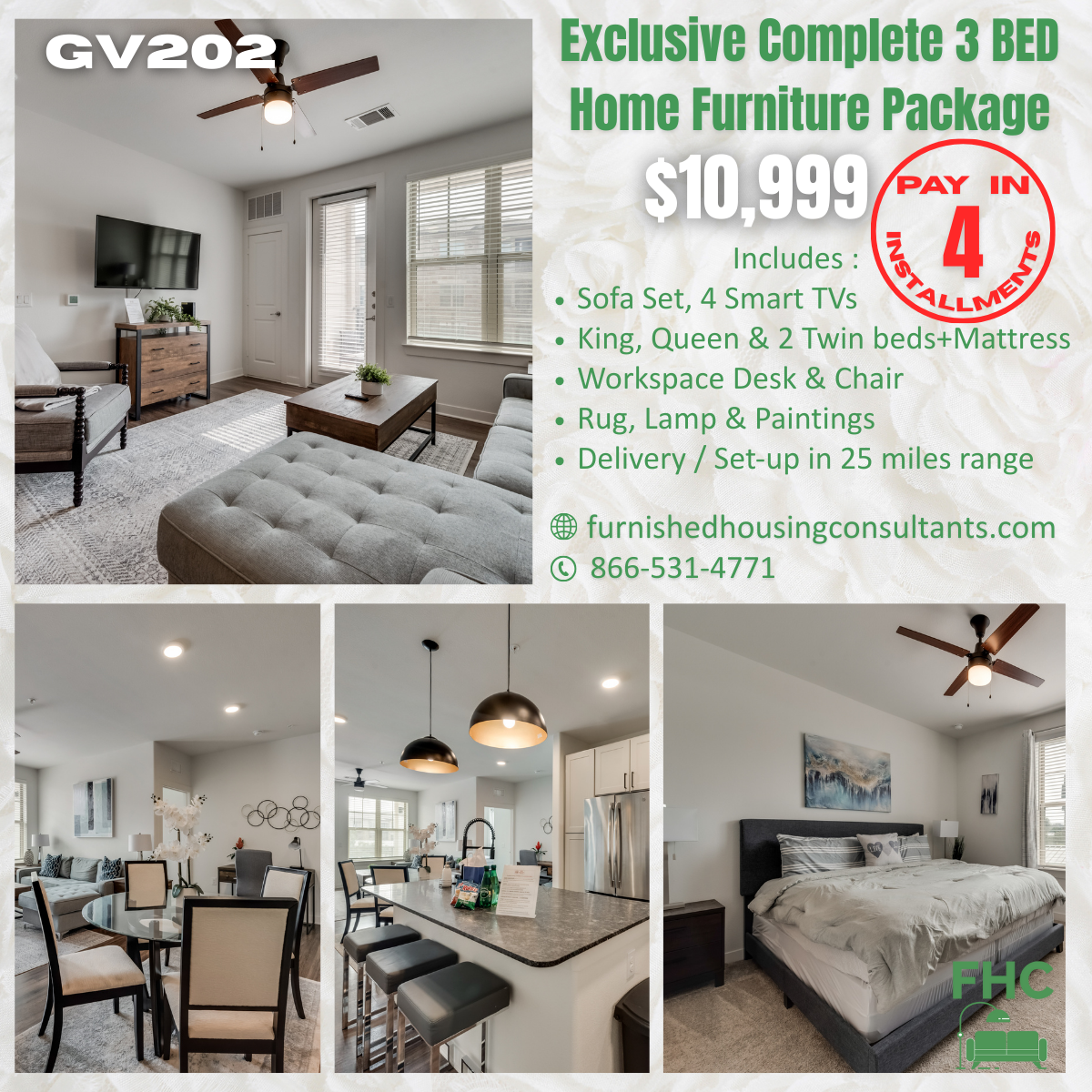 Exclusive Complete 3 Bed Home Furniture package, Grapevine, Tx.