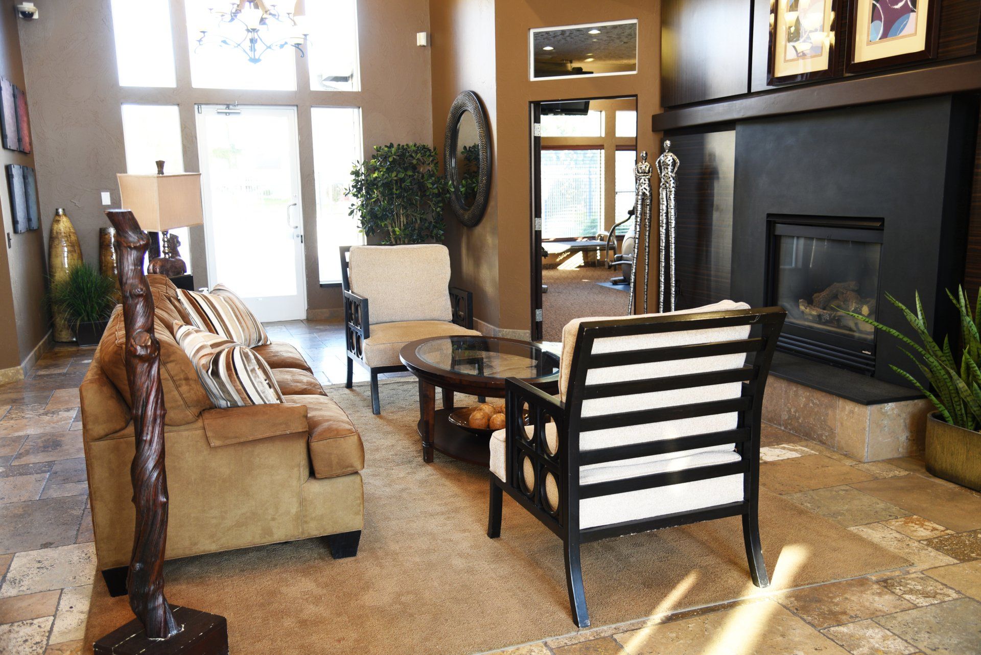 Lusitano Apartment lobby and fireplace