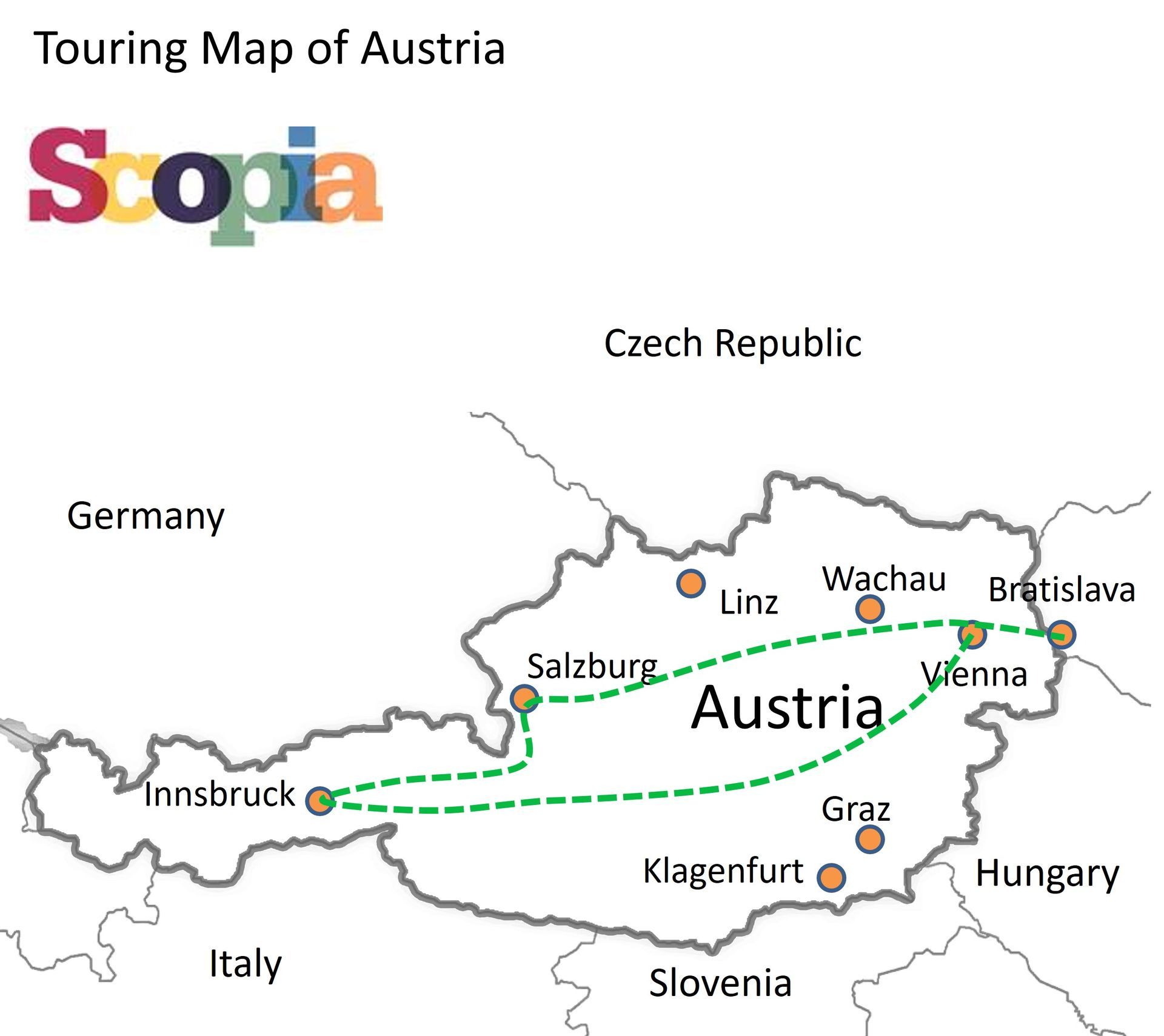 Touring map of Austria Touring map of Austria
