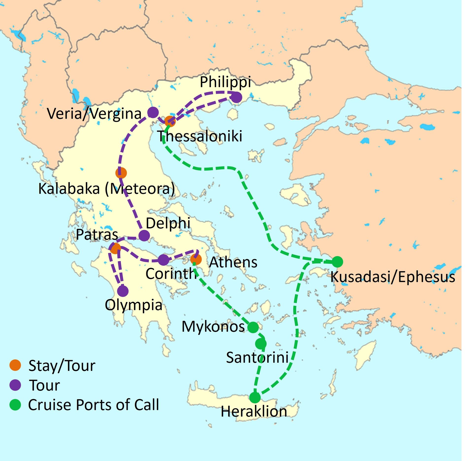 Touring map of Greece Touring map of Greece