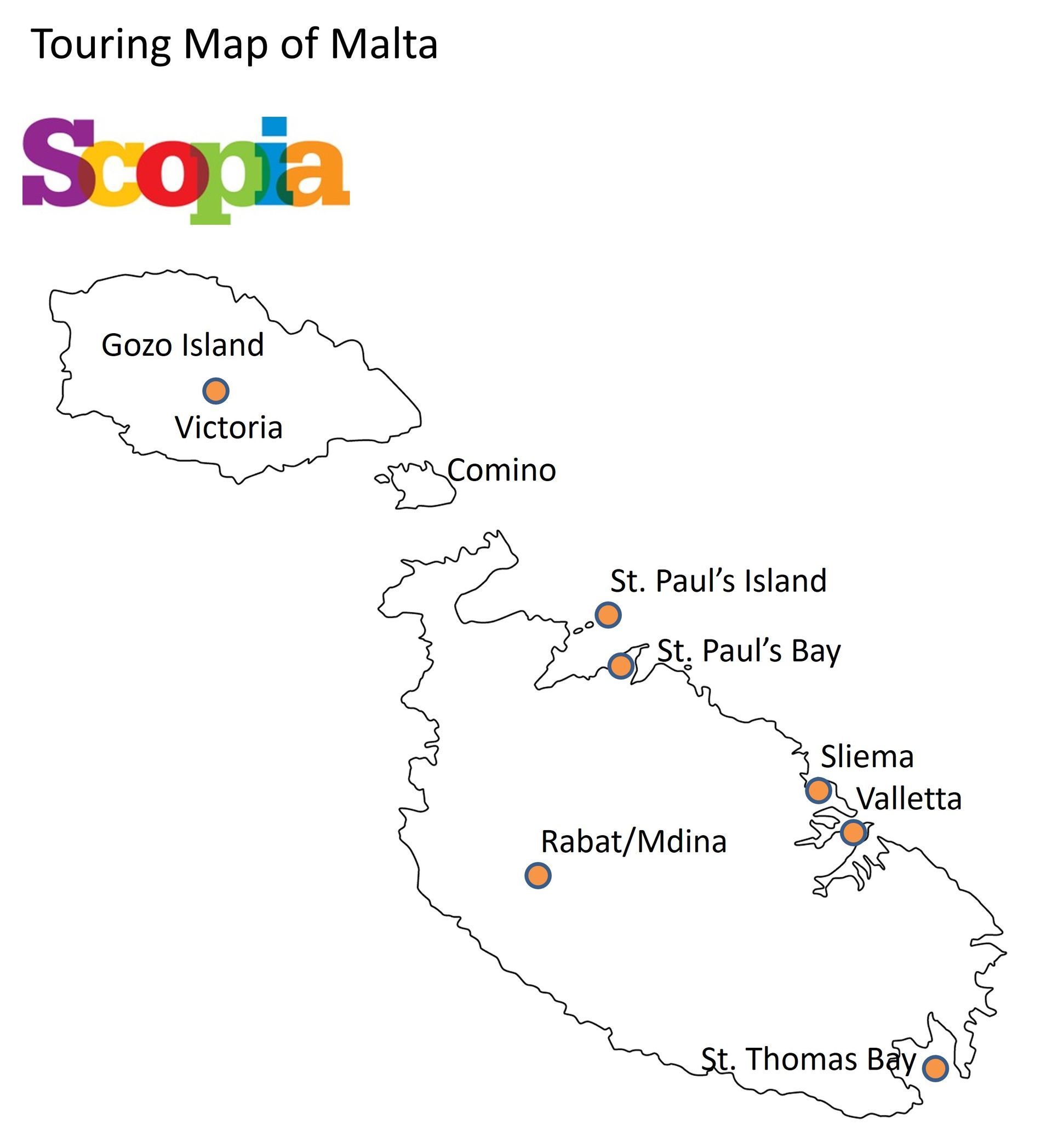 Touring map of Malta and Gozo Touring map of Malta and Gozo