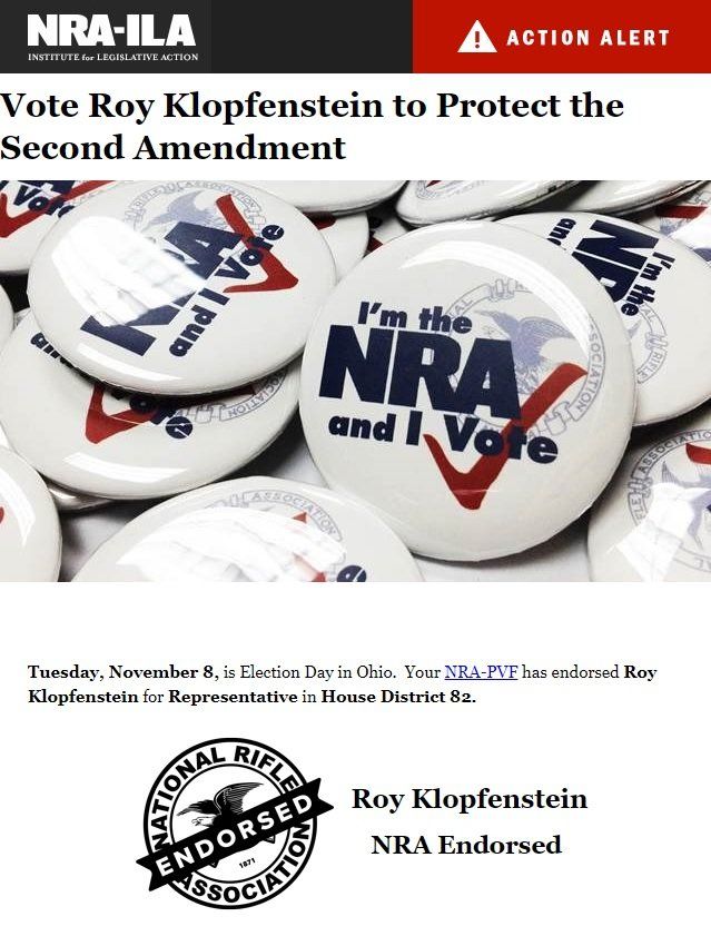 NRA Endorsement Roy Klopfenstein for State Representative