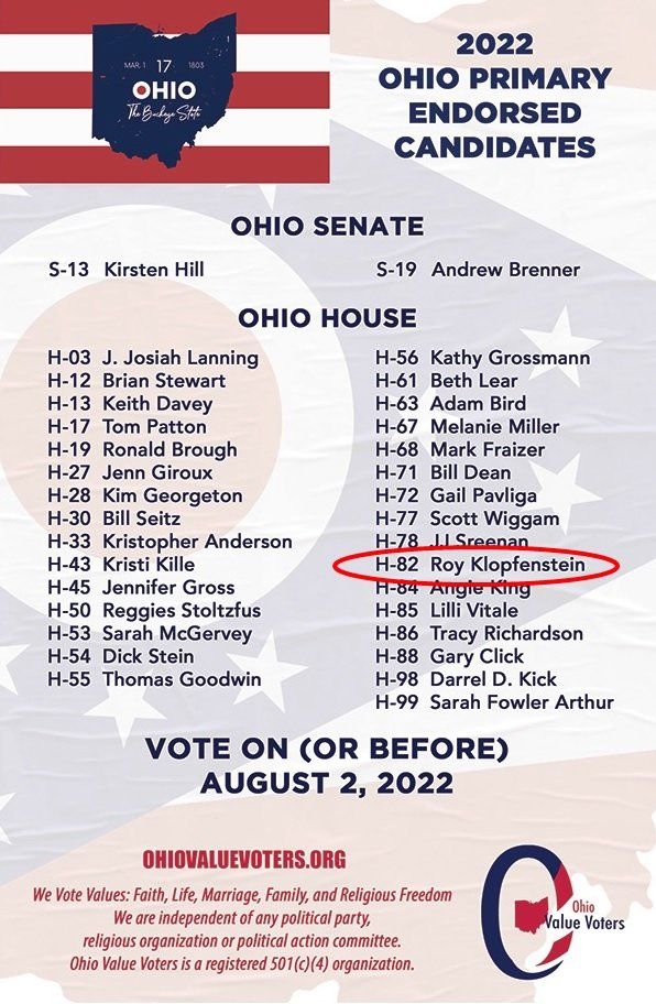 Roy Klopfenstein for State Representative Endorsement