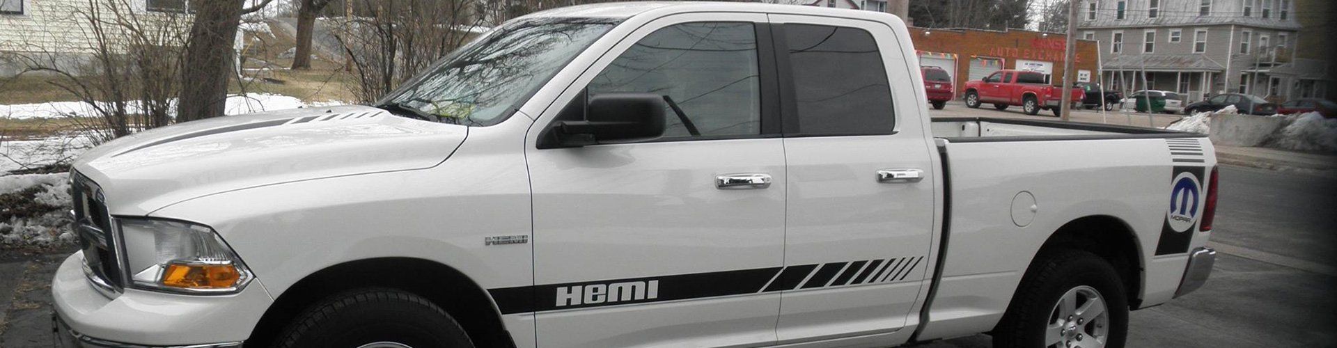 White hemi truck