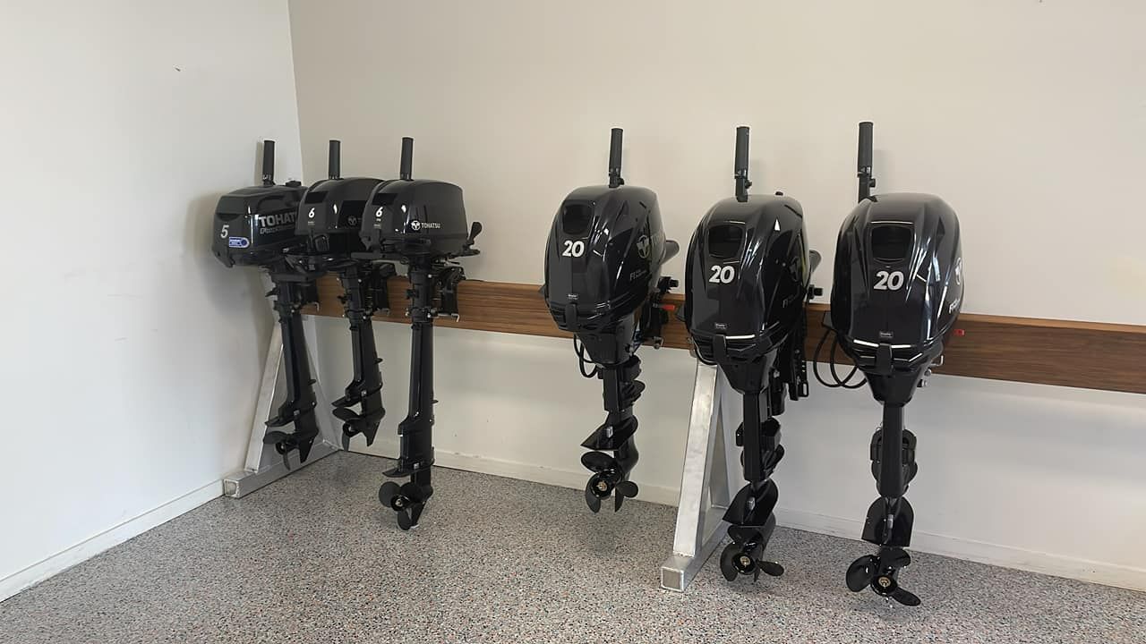 Five Black Outboard Boat Motors — In Tune Marine in West End, QLD