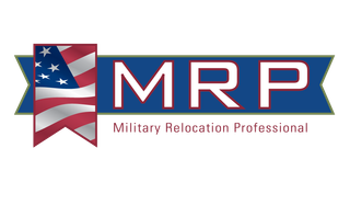 Logo for Military Relocation Professional: American flag banner next to 