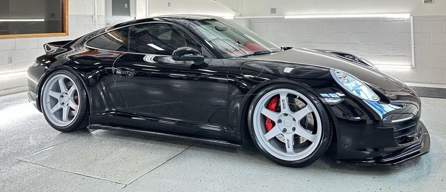 a black car with window tinting