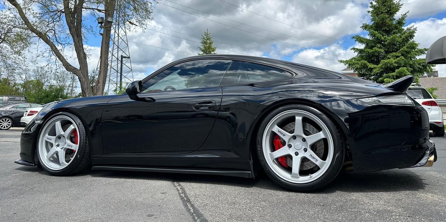 black vehicle with window tinting