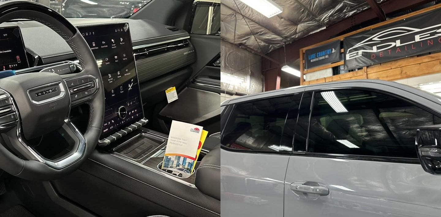 interior and exterior of a window tinted vehicle