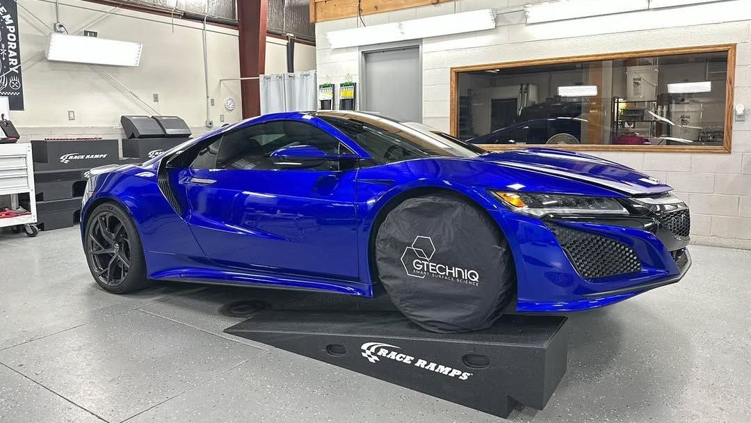blue car with ceramic coating