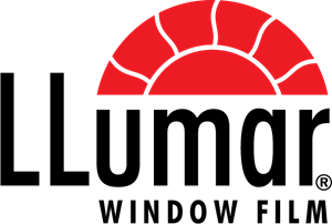 The logo for lumar window film has a red sun on it.
