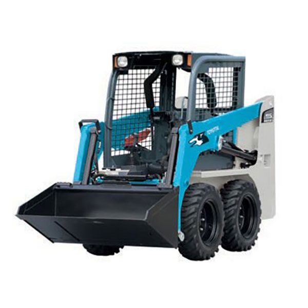 A Blue And White Skid Steer With A Large Bucket On A White Background — JC Hire In Bli Bli, QLD