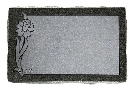 Gray rectangular frame with a floral design on the left side