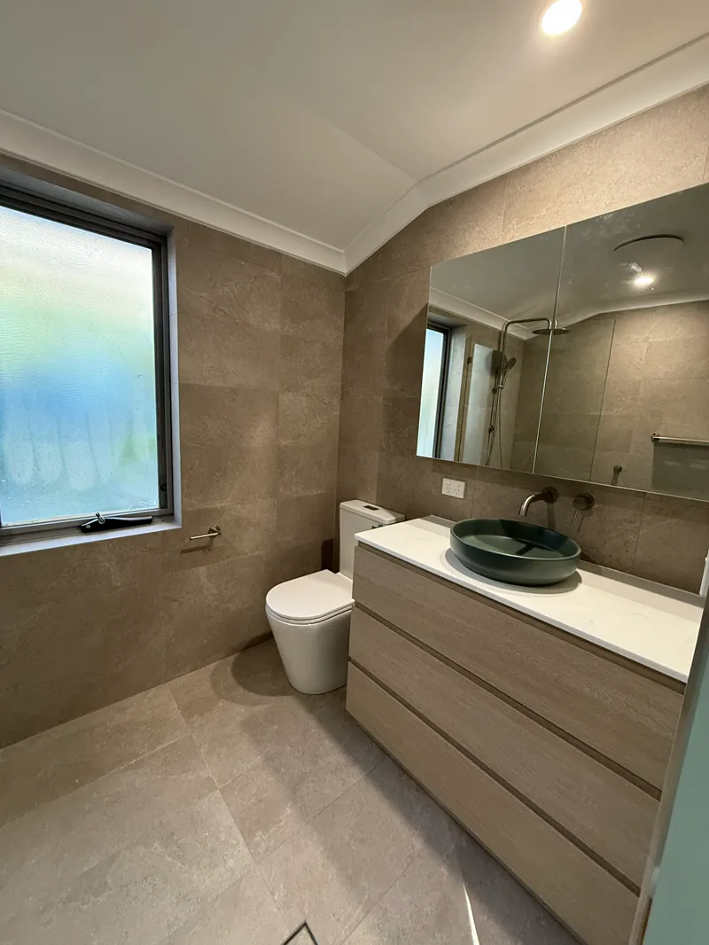 New vanity space after renovation with integrated LED lightin