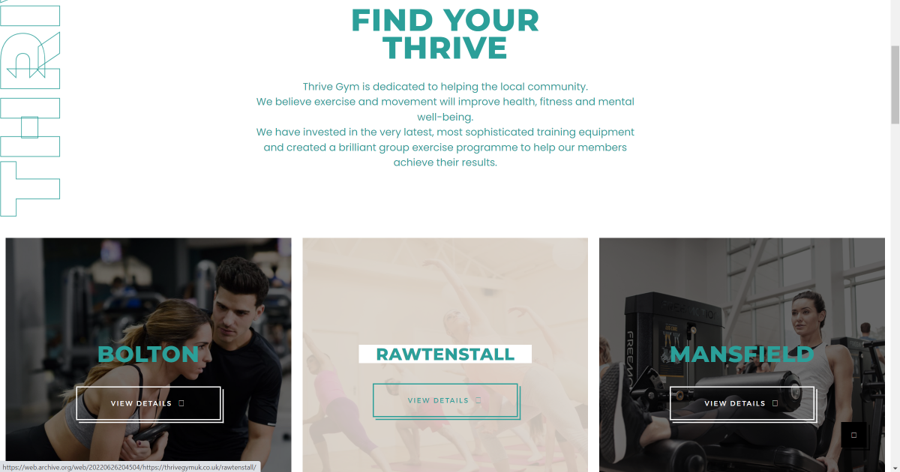 Old Thrive Gym Website