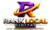 Rank Local Digital logo with purple and orange stylized “R” above metallic text.