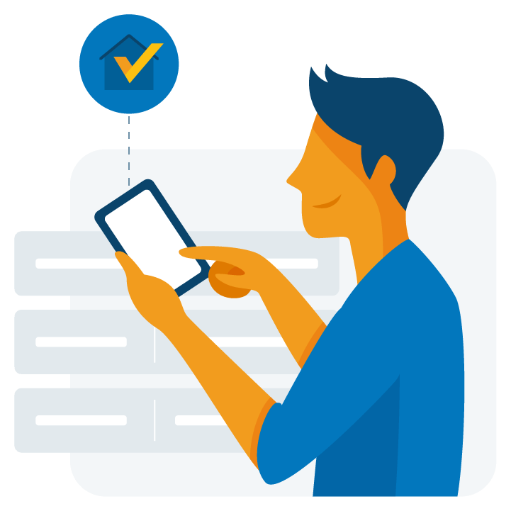 Mobile user contemplating home mortgage with broker in Burlington