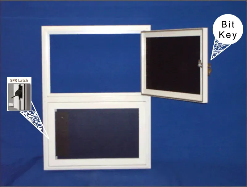 A picture of a window with a bill key on it