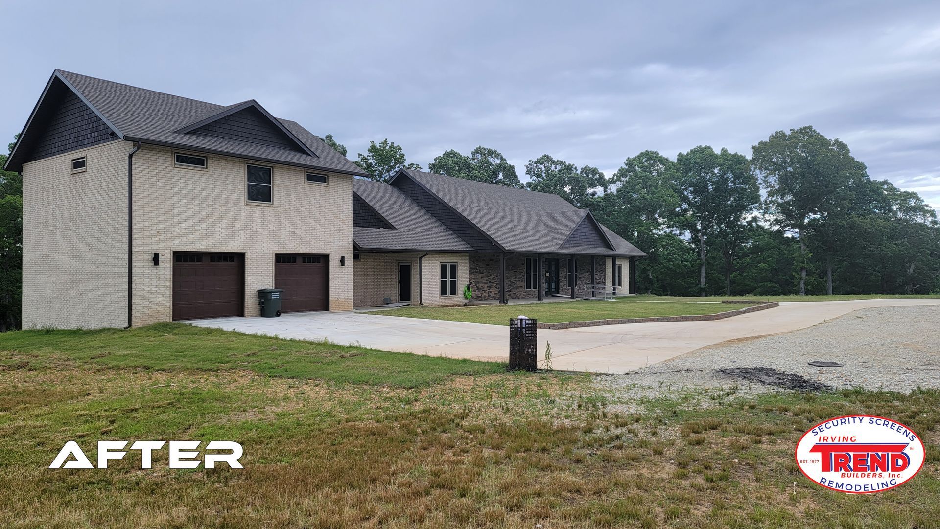 A picture of a house before and after being painted.