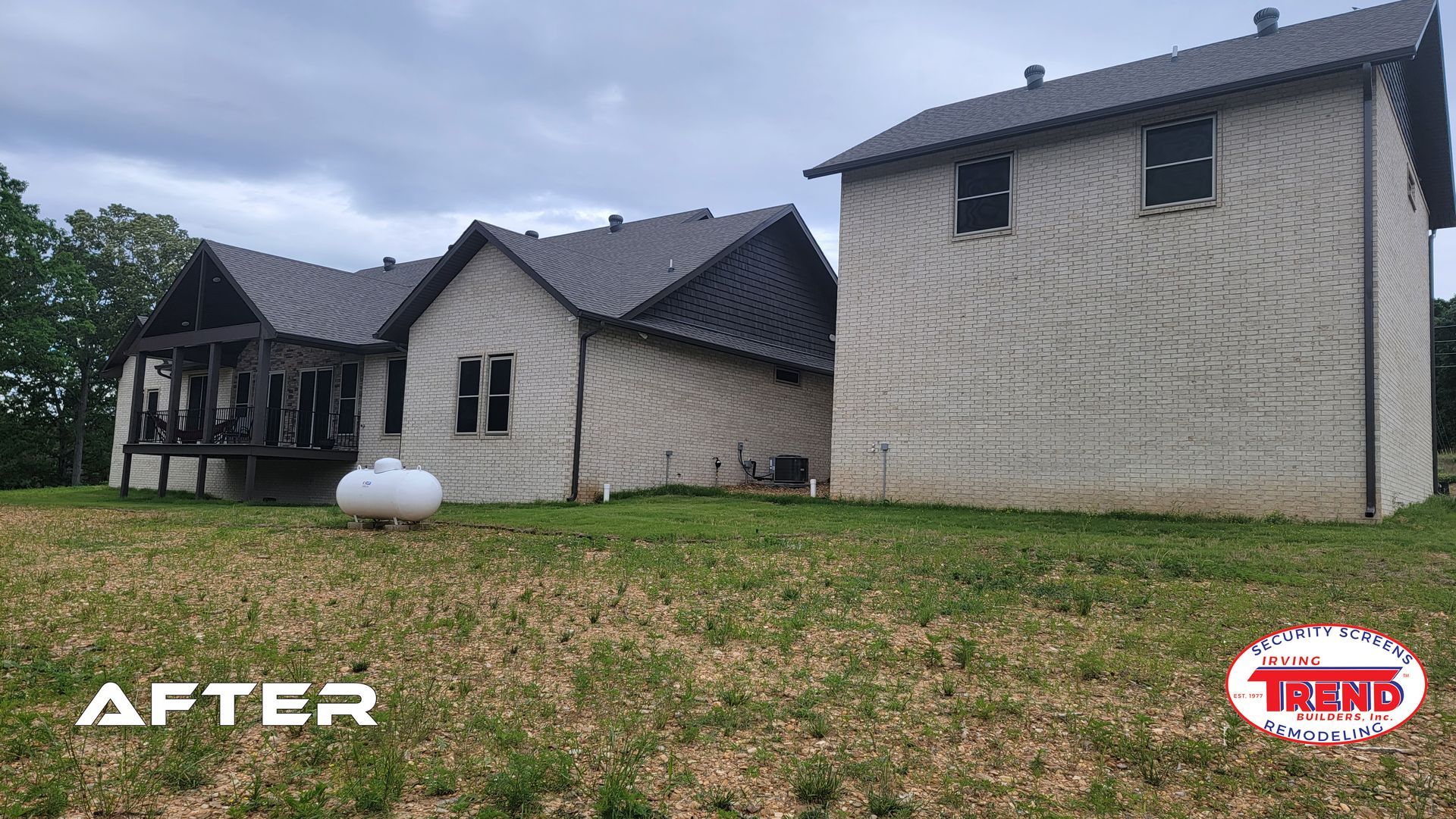 A picture of a house before and after being painted.