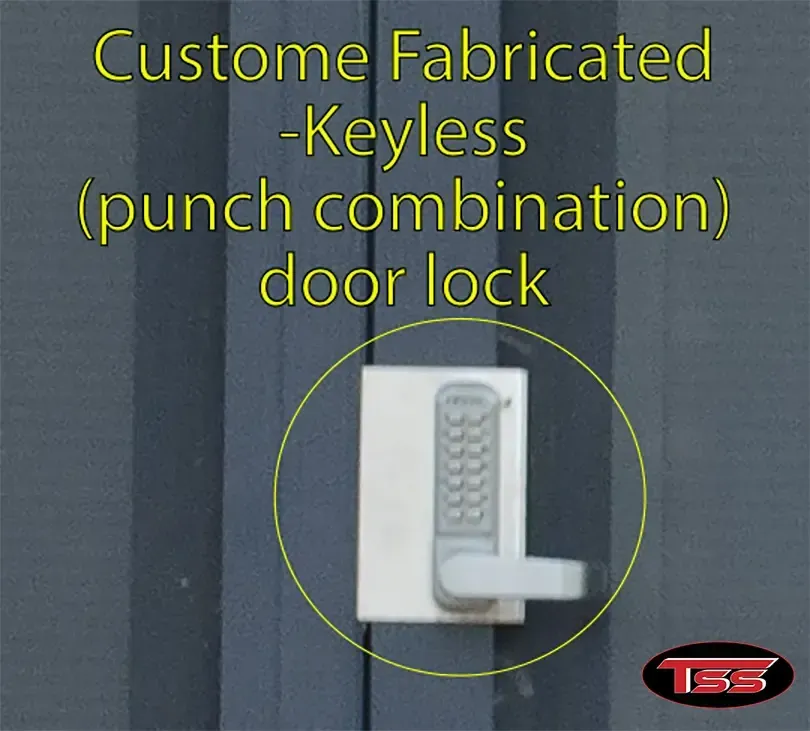 A picture of a custom made keyless door lock