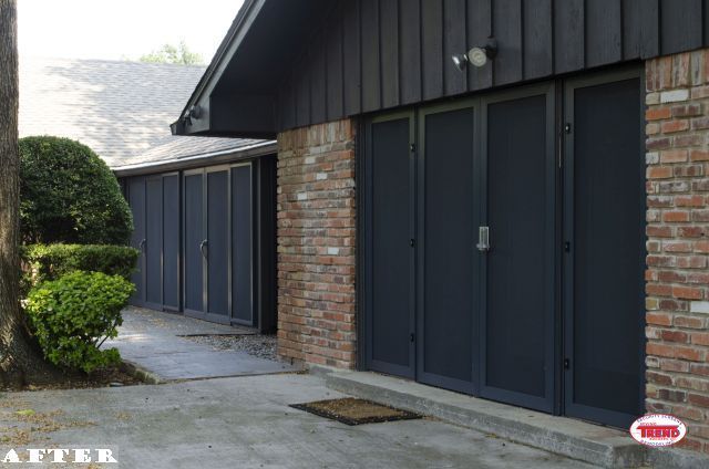 A picture of a house before and after being painted black