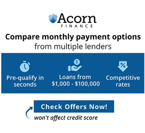 Acorn finance offers monthly payment options from multiple lenders