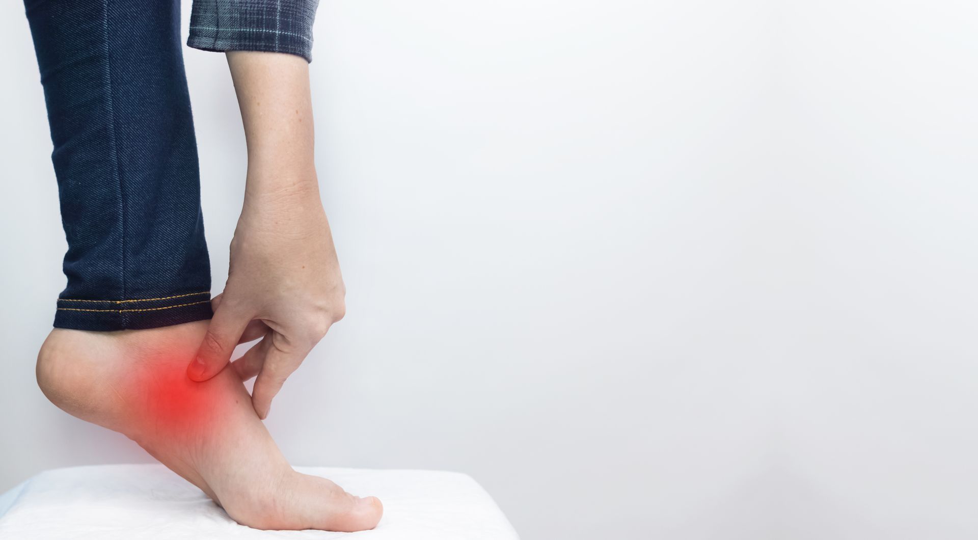 Close-up of heel with highlighted pain area