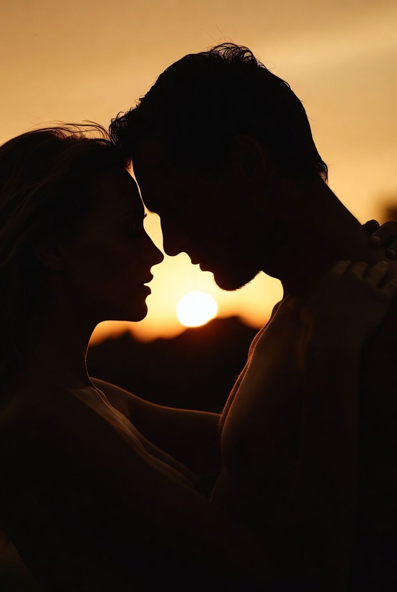 Two adults in a loving and sensual embrace.