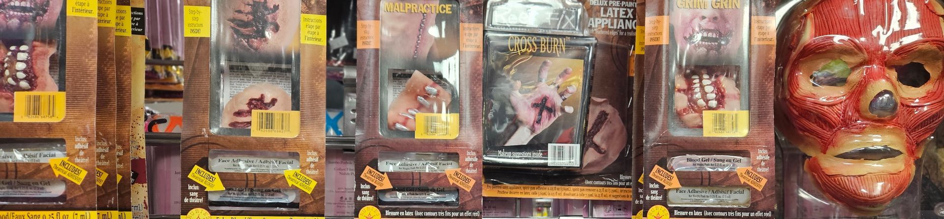 A variety special effects makeup for all-out costumes and cosplay.