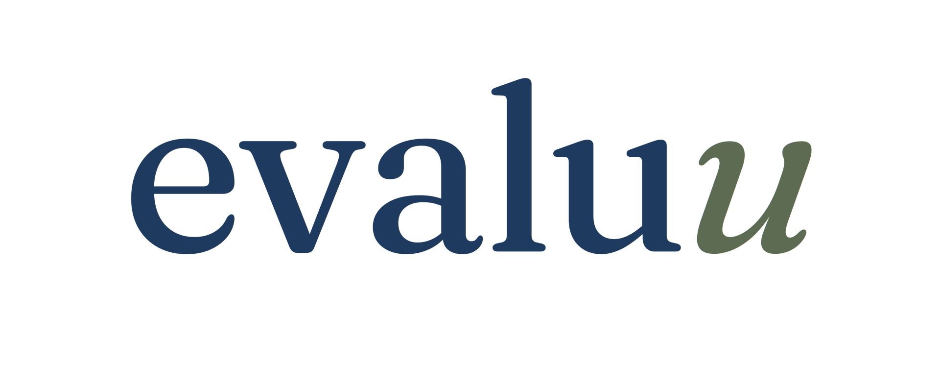 Blue “evaluu” wordmark on a white background