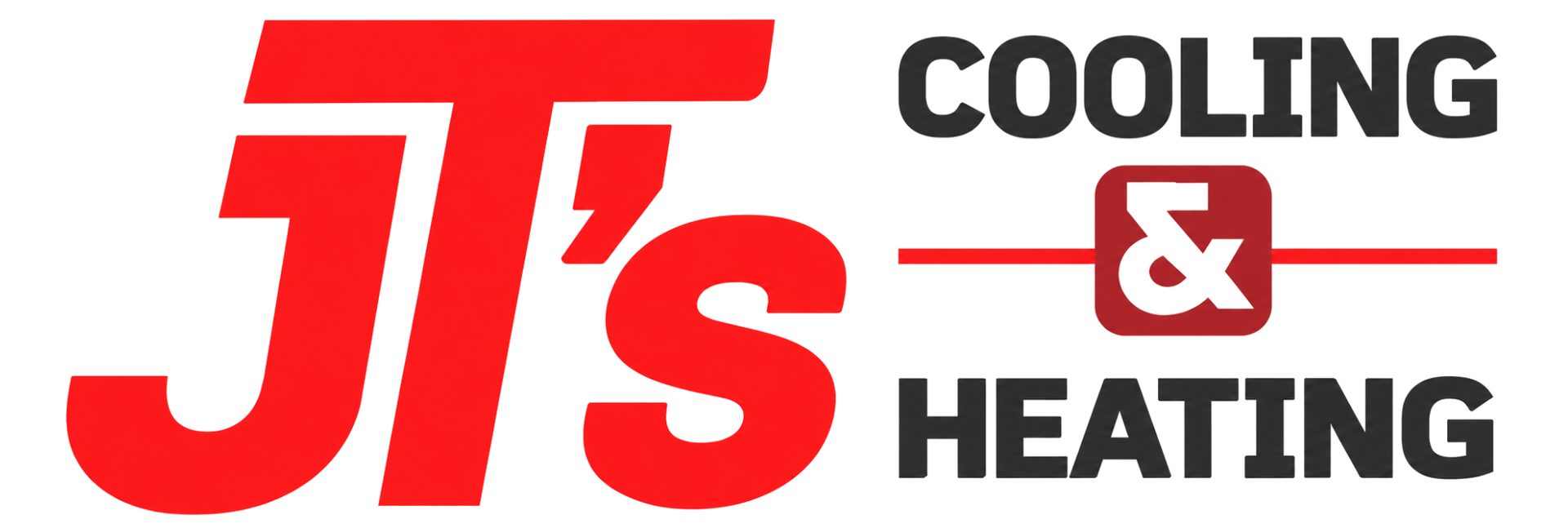 JTs Cooling & Heating logo in red and gray with bold lettering and an ampersand icon