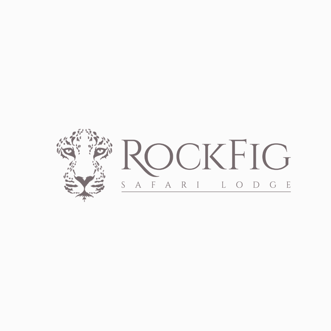 The logo for rockfig safari lodge has a leopard on it.